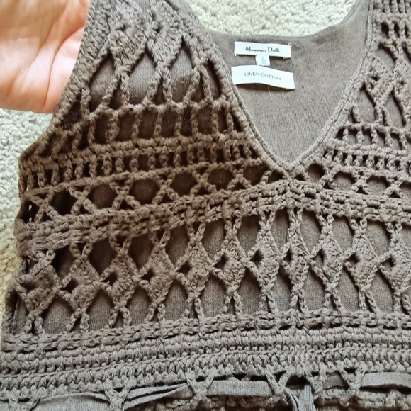 Massimo Dutti Maxi Dress Sz S Knit Khaki/Brown linen-cotton - Picture 5 of 8